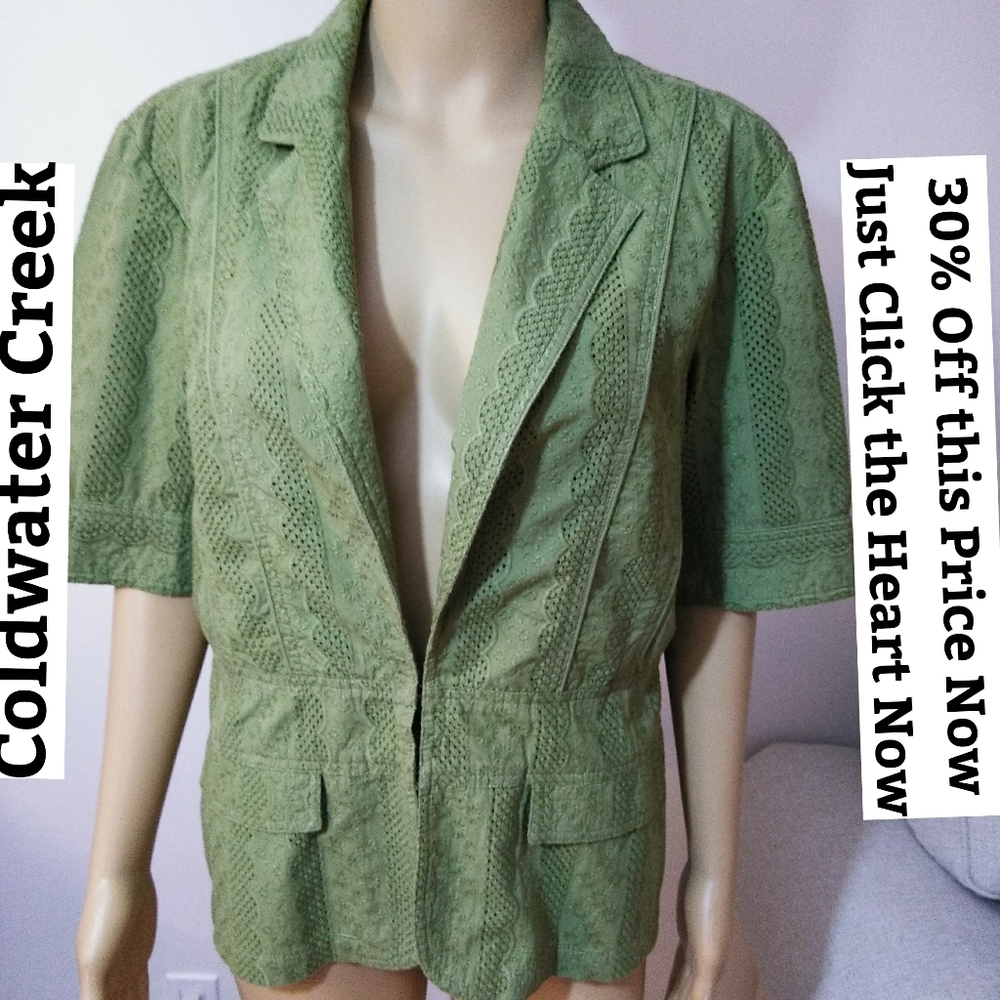 Coldwater Creek Green Top Sz 16 - Picture 1 of 10